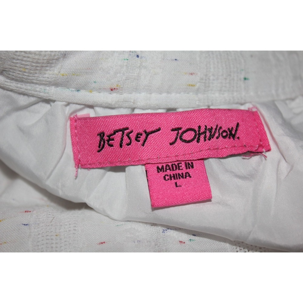 Betsey Johnson Spectator White Confetti Maxi Dress Breathable Cotton Lined SZ Lg - Picture 3 of 8